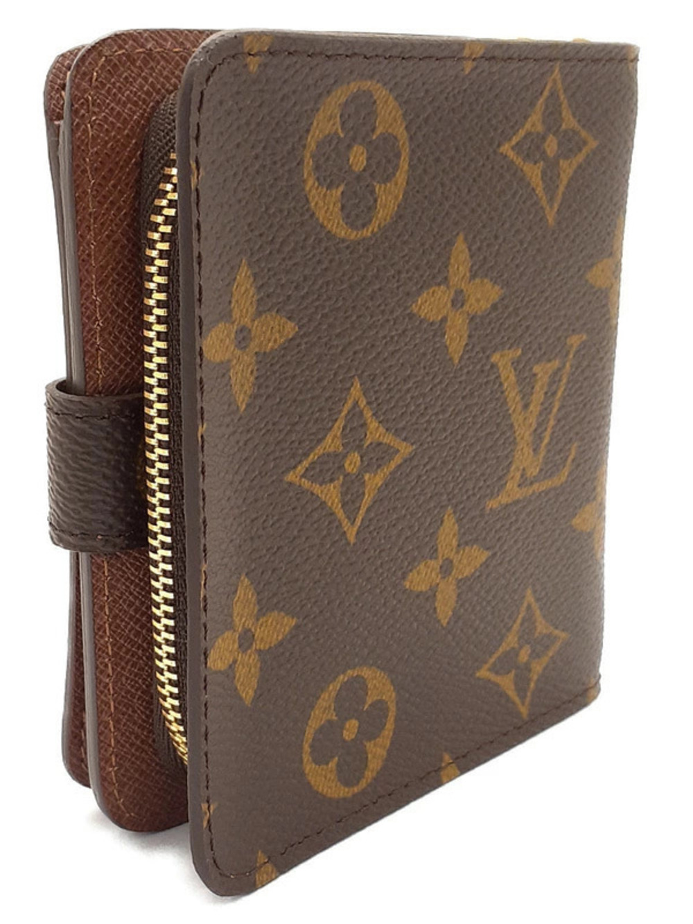 Louis Vuitton Compact Monogram Bi Wallet Short Zip fold Brown
